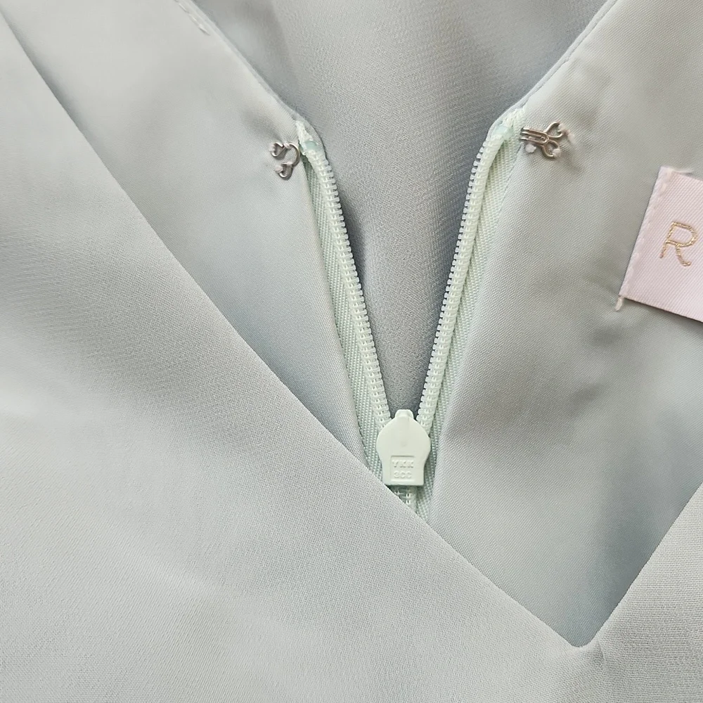 Revelry Amelia Formal Chiffon Bridesmaid Dress Tiered Ruffles Sage Size 14 - Picture 11 of 16